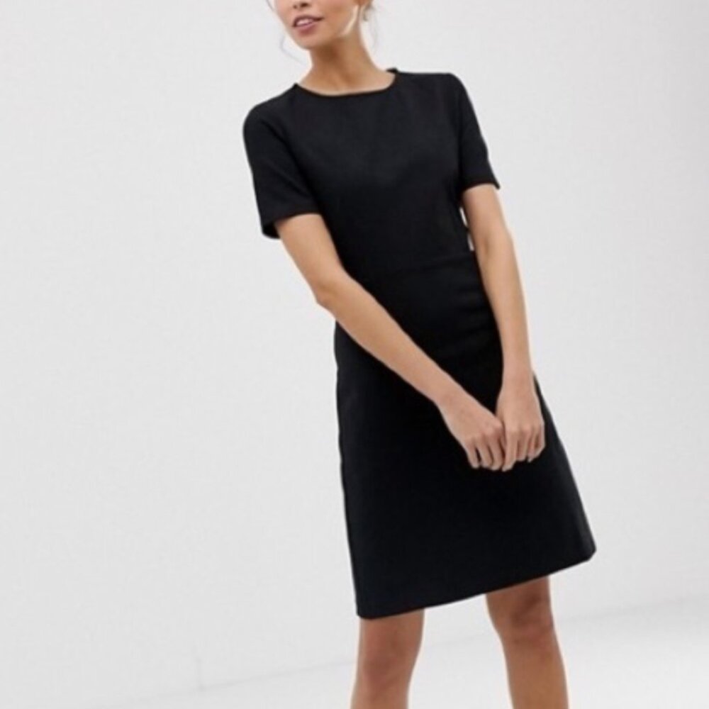 J. Crew Classic Black Short Sleeve Ponte Wool Dress size 6